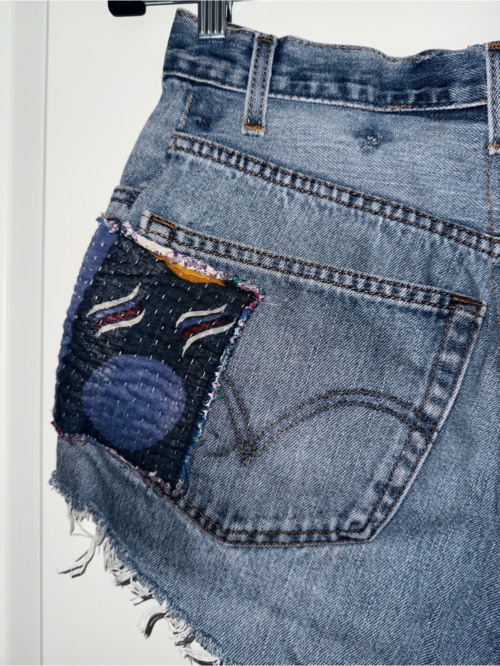 Levi’s Patchwork Denim Cutoff High Waisted Shorts - Picture 9 of 9